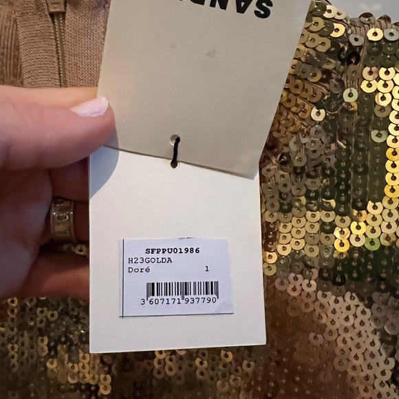 SANDRO Cropped knit sweater with gold sequins - Picture 3 of 4